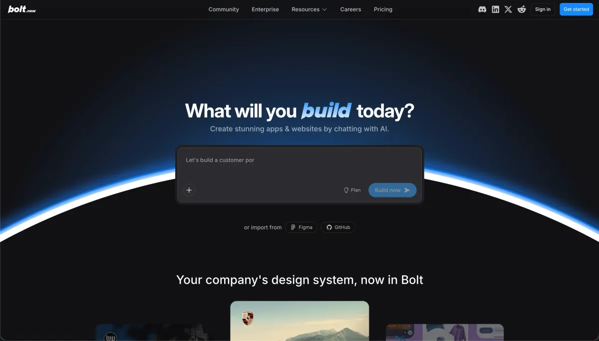Bolt homepage