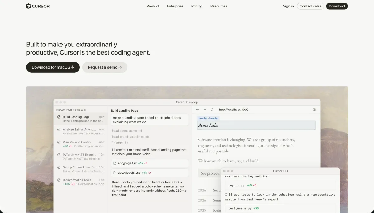 Cursor homepage