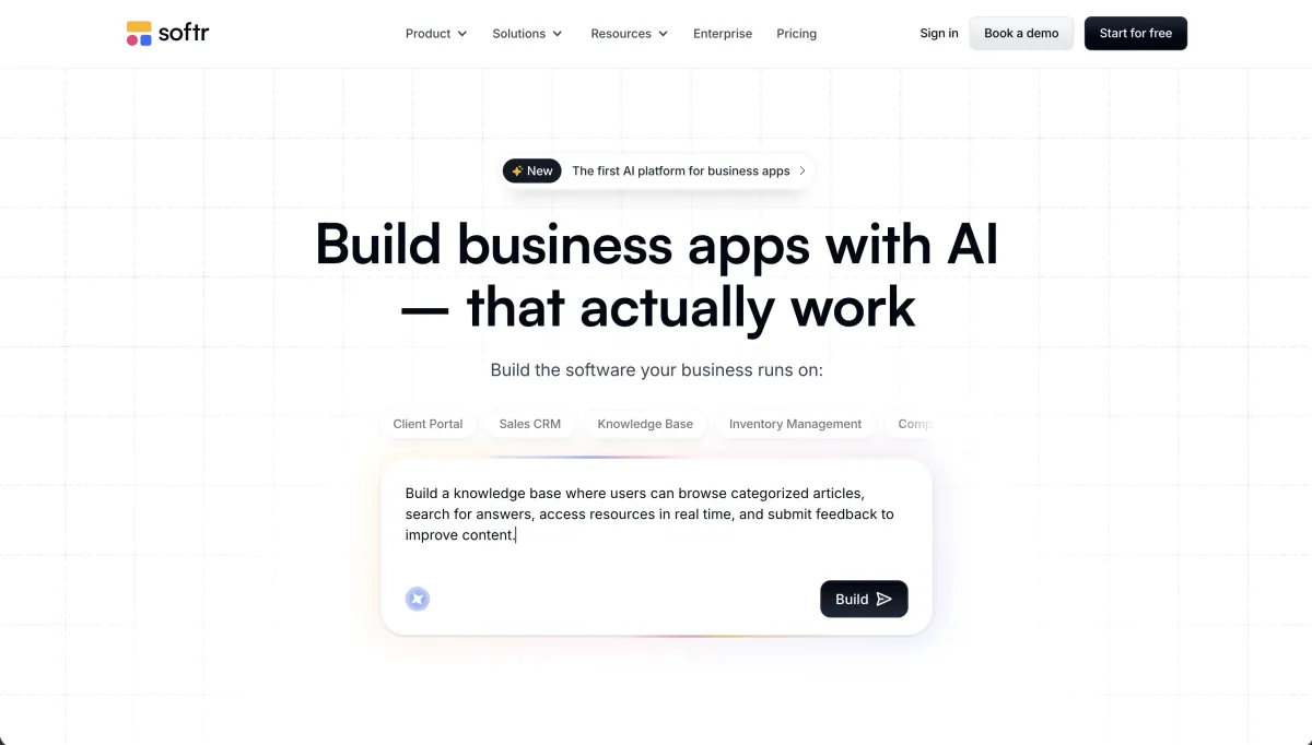 Softr homepage