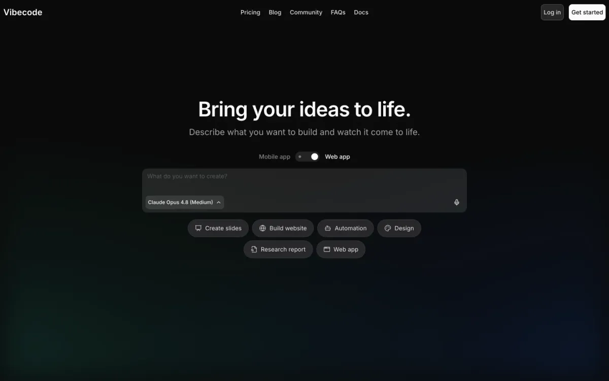 VibeCode homepage