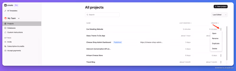 Project dashboard
