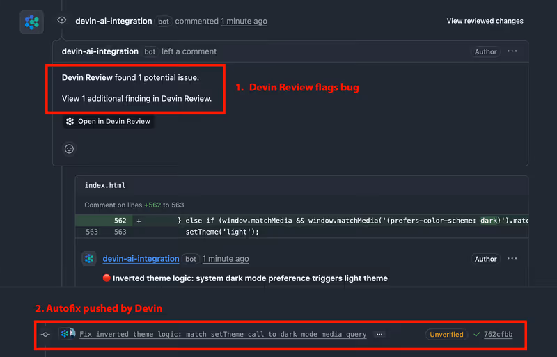 Devin fixing pull request review comments