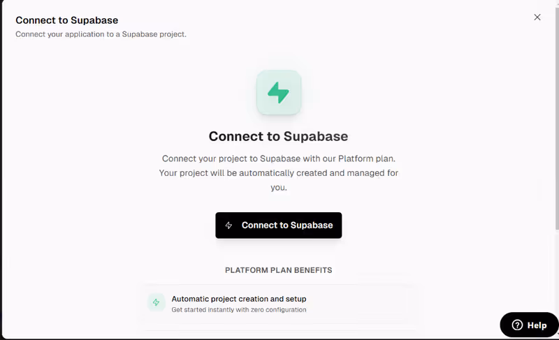Connect to Supabase modal