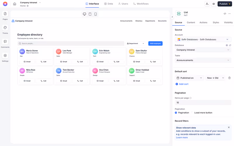 Softr screenshot