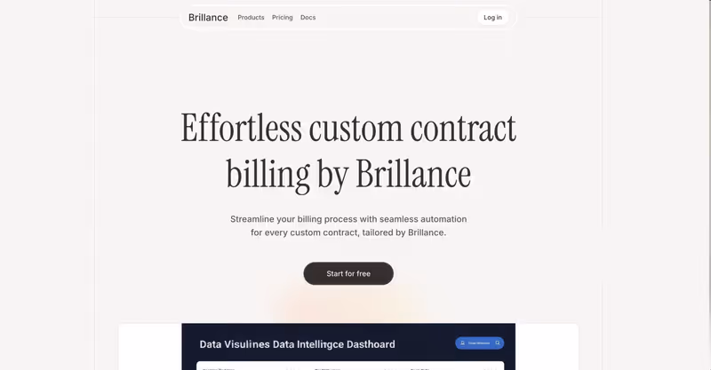 SaaS landing page example on v0 docs home (Brillance)