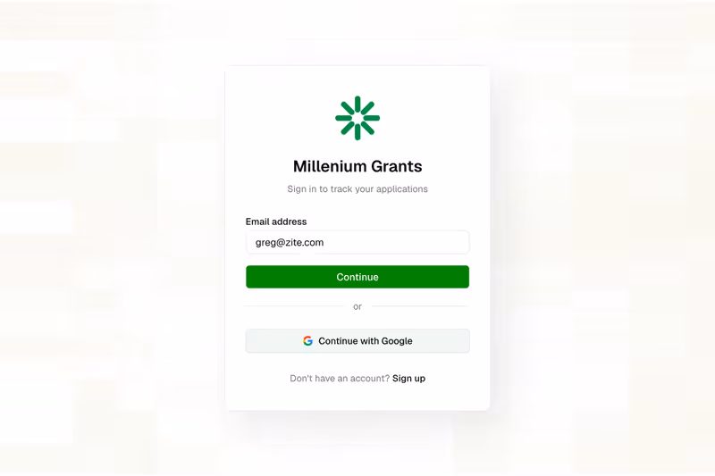 Branded custom login screen of a Zite app